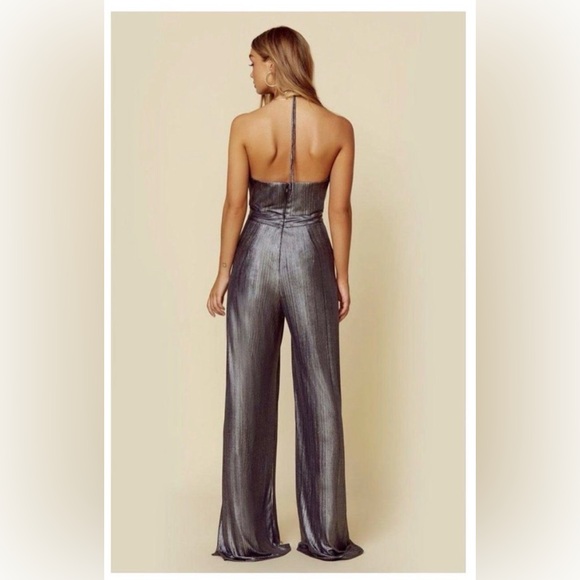 Katie May NWT Metallic Grey Jumpsuit sz S - Picture 3 of 7